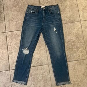 Madewell The High Rise Slim Crop Boyjean Frayed Detail Size 27